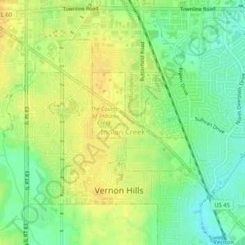 Indian Creek topographic map, elevation, terrain