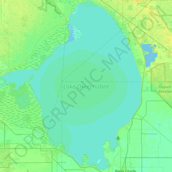 Lake Okeechobee topographic map, elevation, terrain