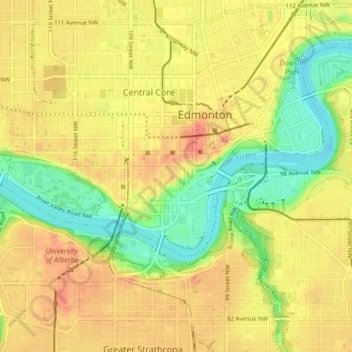 Edmonton topographic map, elevation, terrain