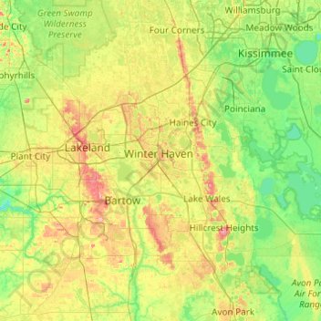 Polk County topographic map, elevation, terrain