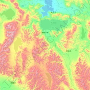 隆格尔乡 topographic map, elevation, terrain