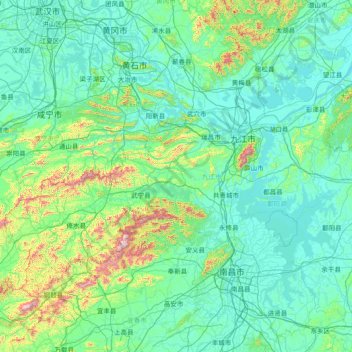 Jiujiang topographic map, elevation, terrain