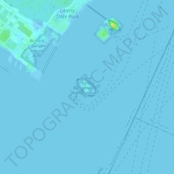 Liberty Island topographic map, elevation, terrain