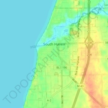 South Haven topographic map, elevation, terrain