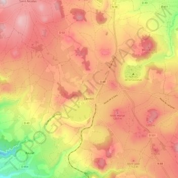 Landos topographic map, elevation, terrain