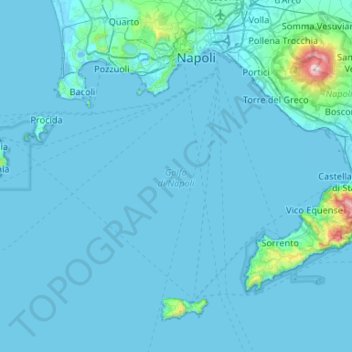 Golfo di Napoli topographic map, elevation, terrain