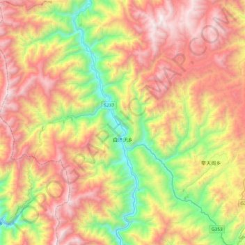 白济汛乡 topographic map, elevation, terrain
