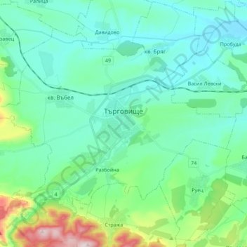 Targowischte topographic map, elevation, terrain