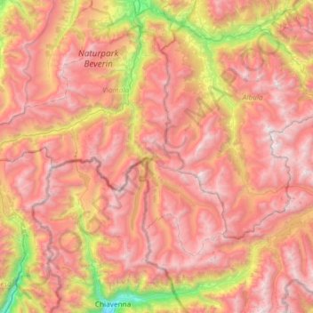 Alpi del Platta topographic map, elevation, terrain