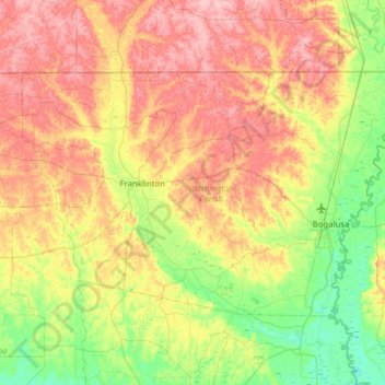 Washington Parish topographic map, elevation, terrain