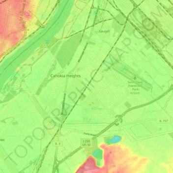 Cahokia topographic map, elevation, terrain