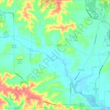 Town of Montrose topographic map, elevation, terrain