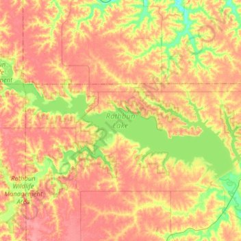 Rathbun Lake topographic map, elevation, terrain