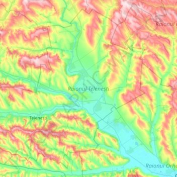 Telenești District topographic map, elevation, terrain