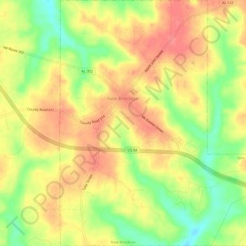 New Brockton topographic map, elevation, terrain