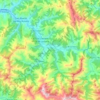 Laviana topographic map, elevation, terrain