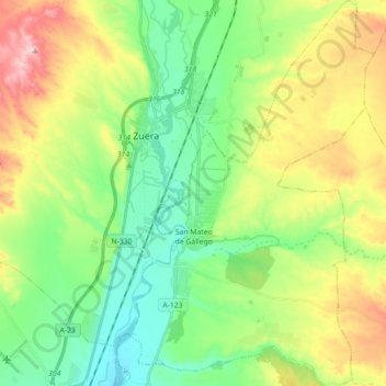 San Mateo de Gállego topographic map, elevation, terrain