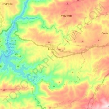 Meirinhos topographic map, elevation, terrain