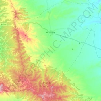 Alcubierre topographic map, elevation, terrain