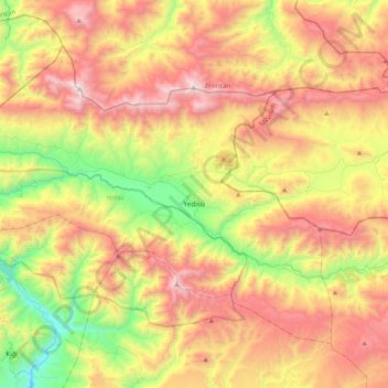 Yedisu topographic map, elevation, terrain