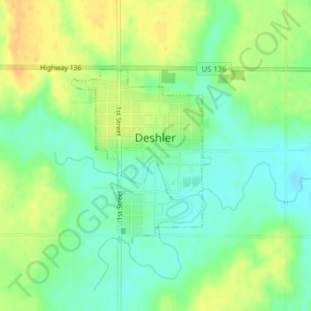 Deshler topographic map, elevation, terrain