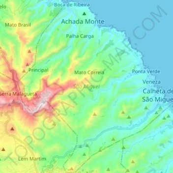 São Miguel topographic map, elevation, terrain