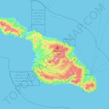 Santa Catalina Island topographic map, elevation, terrain