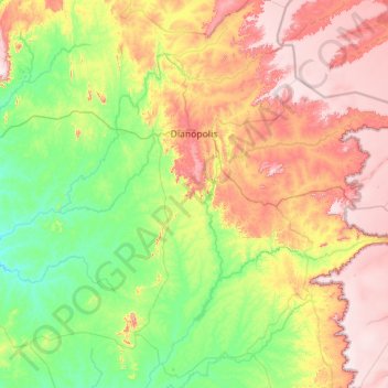 Dianópolis topographic map, elevation, terrain