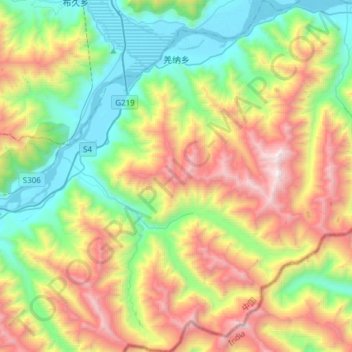 羌纳乡 topographic map, elevation, terrain