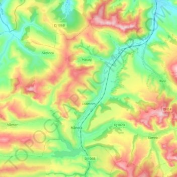 Loamneș topographic map, elevation, terrain