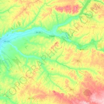 Couço topographic map, elevation, terrain