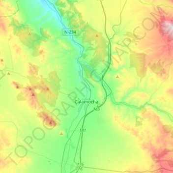 Calamocha topographic map, elevation, terrain