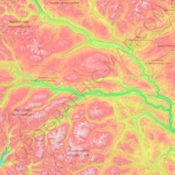 Otta topographic map elevation - Thumbnail