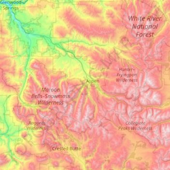 Pitkin County topographic map, elevation, terrain