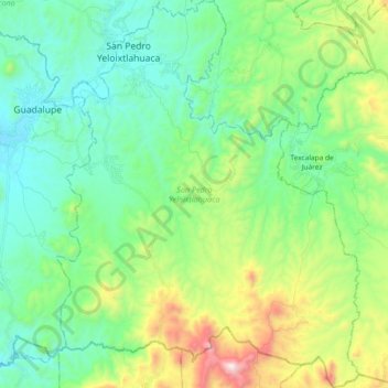 San Pedro Yeloixtlahuaca topographic map, elevation, terrain