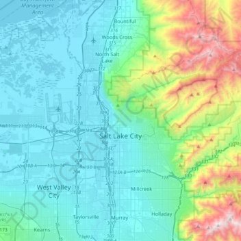 Salt Lake City topographic map, elevation, terrain