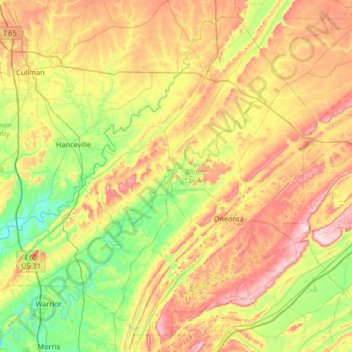 Blount County topographic map, elevation, terrain
