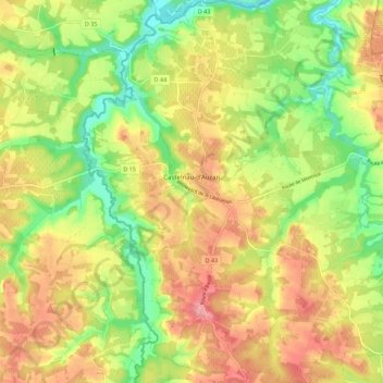 Castelnau-d'Auzan topographic map, elevation, terrain