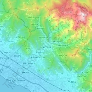 Carrara topographic map, elevation, terrain