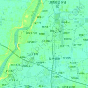 Jinan City topographic map, elevation, terrain