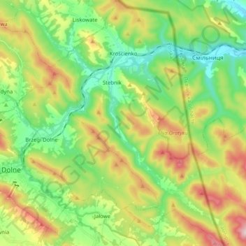 Krościenko topographic map, elevation, terrain