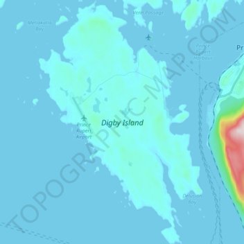 Digby Island topographic map, elevation, terrain