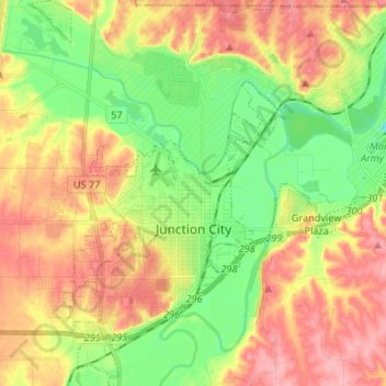 Junction City topographic map, elevation, terrain