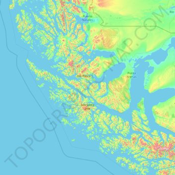 Provincia de Magallanes topographic map, elevation, terrain