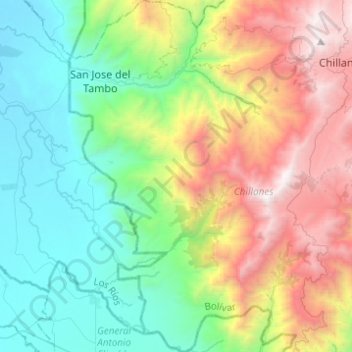 San José del Tambo topographic map, elevation, terrain