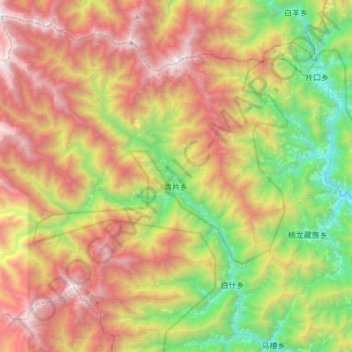 青片乡 topographic map, elevation, terrain