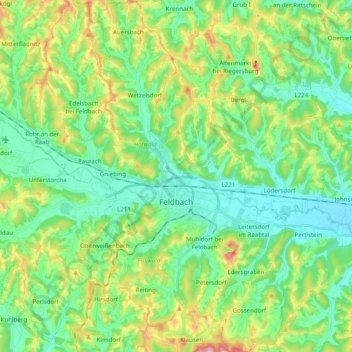 Feldbach topographic map, elevation, terrain