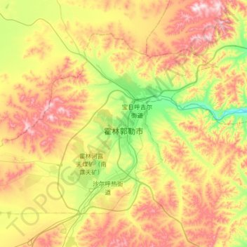 Holingol City topographic map, elevation, terrain