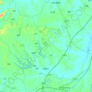 吴城乡 topographic map, elevation, terrain