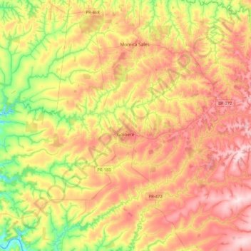 Goioerê topographic map, elevation, terrain